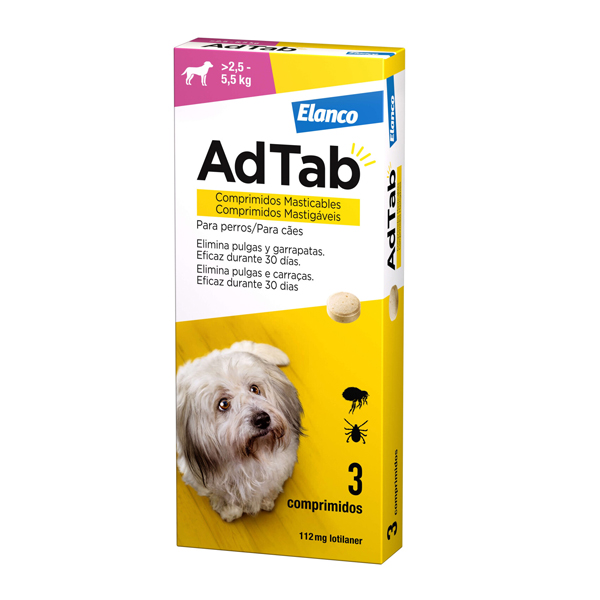 ADTAB 112mg (2,5-5,5KG) Perro Masticable 3Comprimidos