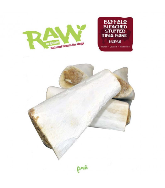 Fresh Raw Hueso de tibia relleno de búfalo horneado Blanqueado,FR18 Bolsa 10ud.