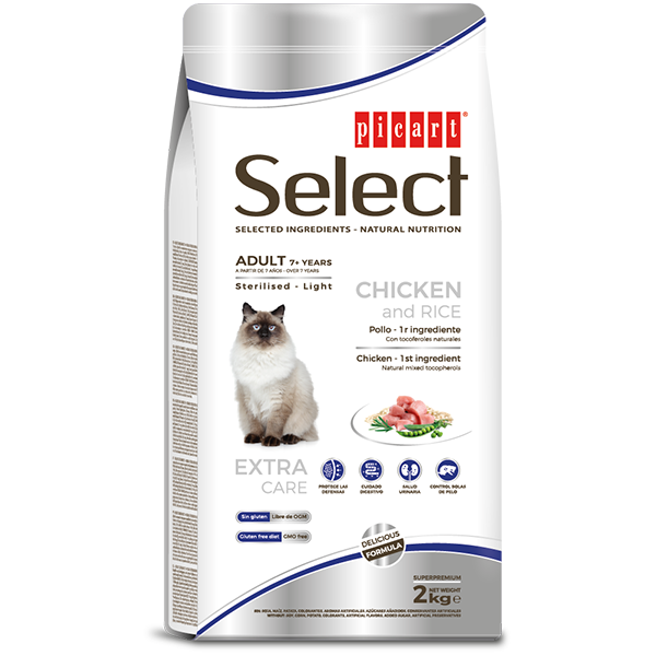 SELECT CAT ADULT 7+YEARS STERILISED·LIGHT 2KG