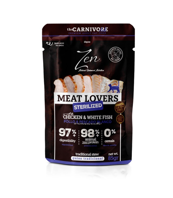 Zen Cat Pouches Fish Lovers Sterilized Pescado Blanco y Pavo 85 gr