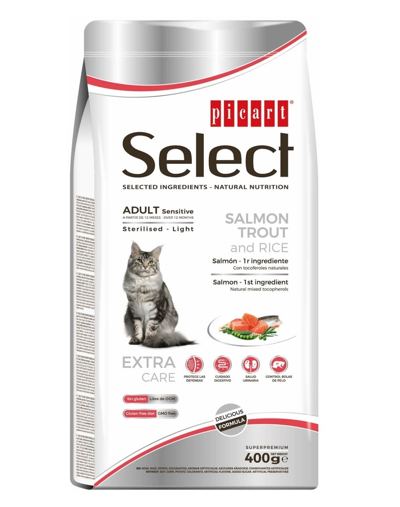 SELECT CAT ADULT SENSITIVE - STERILISED·LIGHT 400gr.