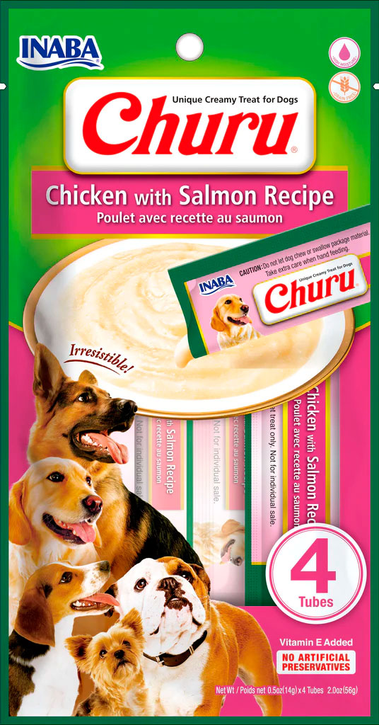 CHURU DOG RECETA POLLO Y SALMON 4P  CAJA 12uds
