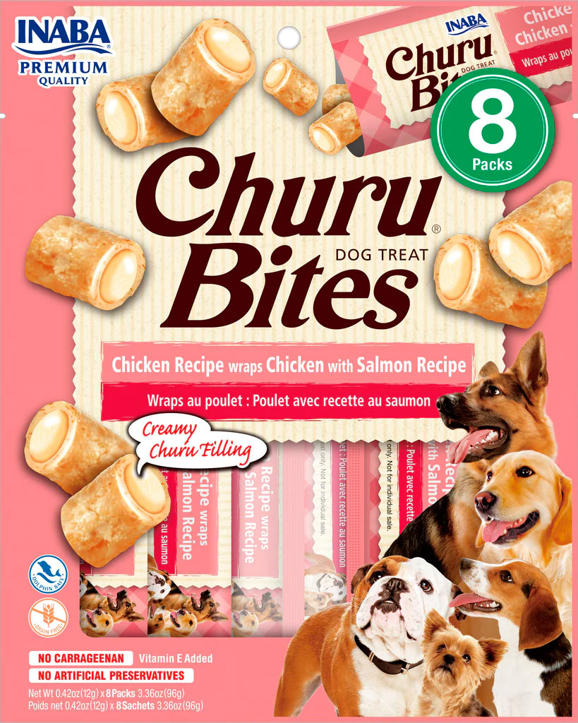 CHURU DOG BITES RECETA POLLO Y SALMON  CAJA 8uds.-