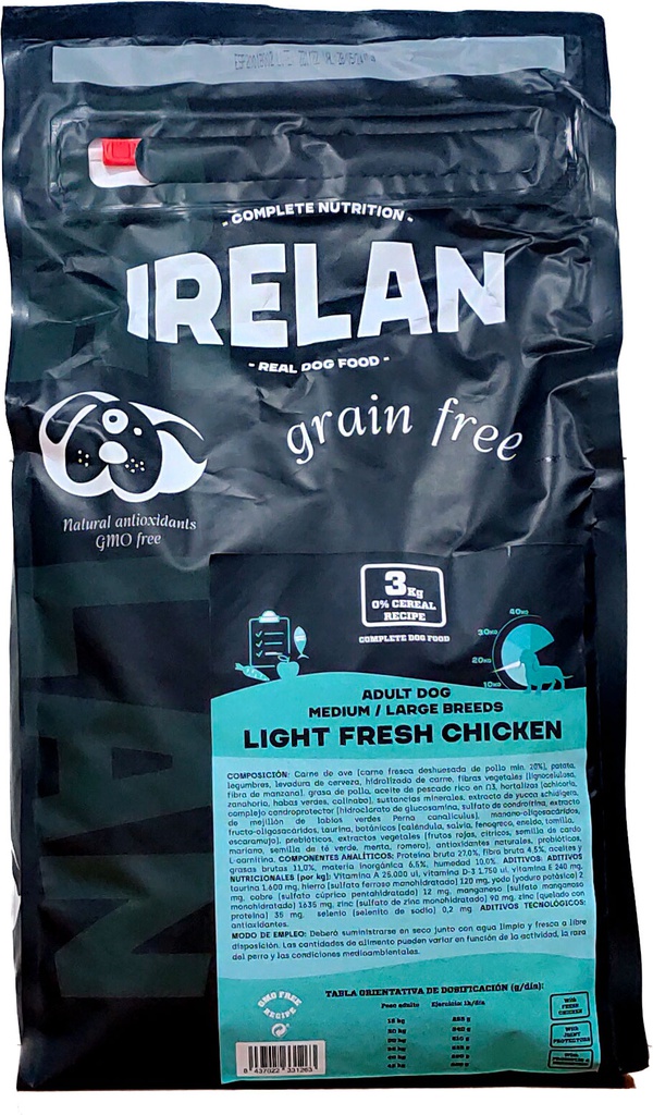 IRELAN GRAIN FREE ADULT DOG LIGHT FRESH CHICKE 3kg